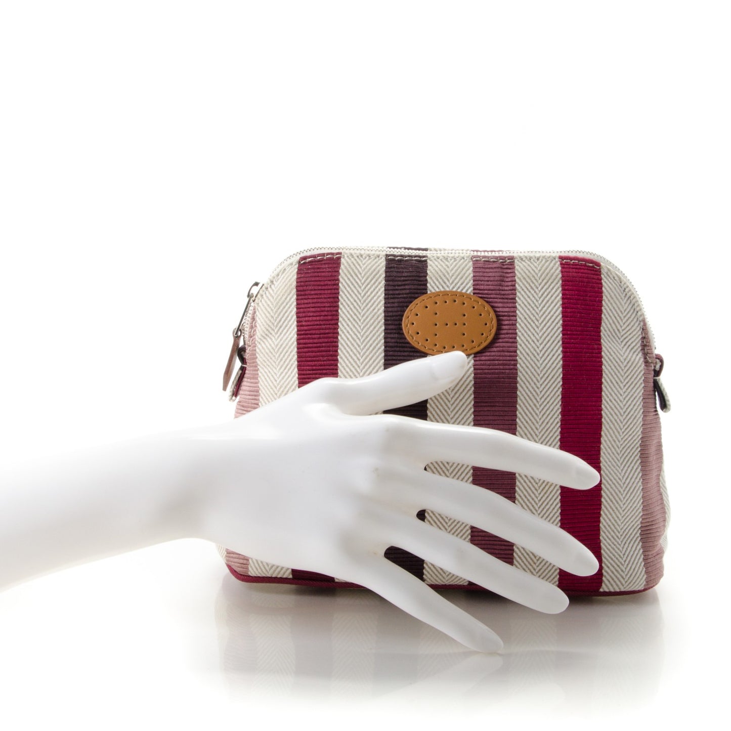 Cotton Viscose Striped Bolide Travel Cosmetic Pouch