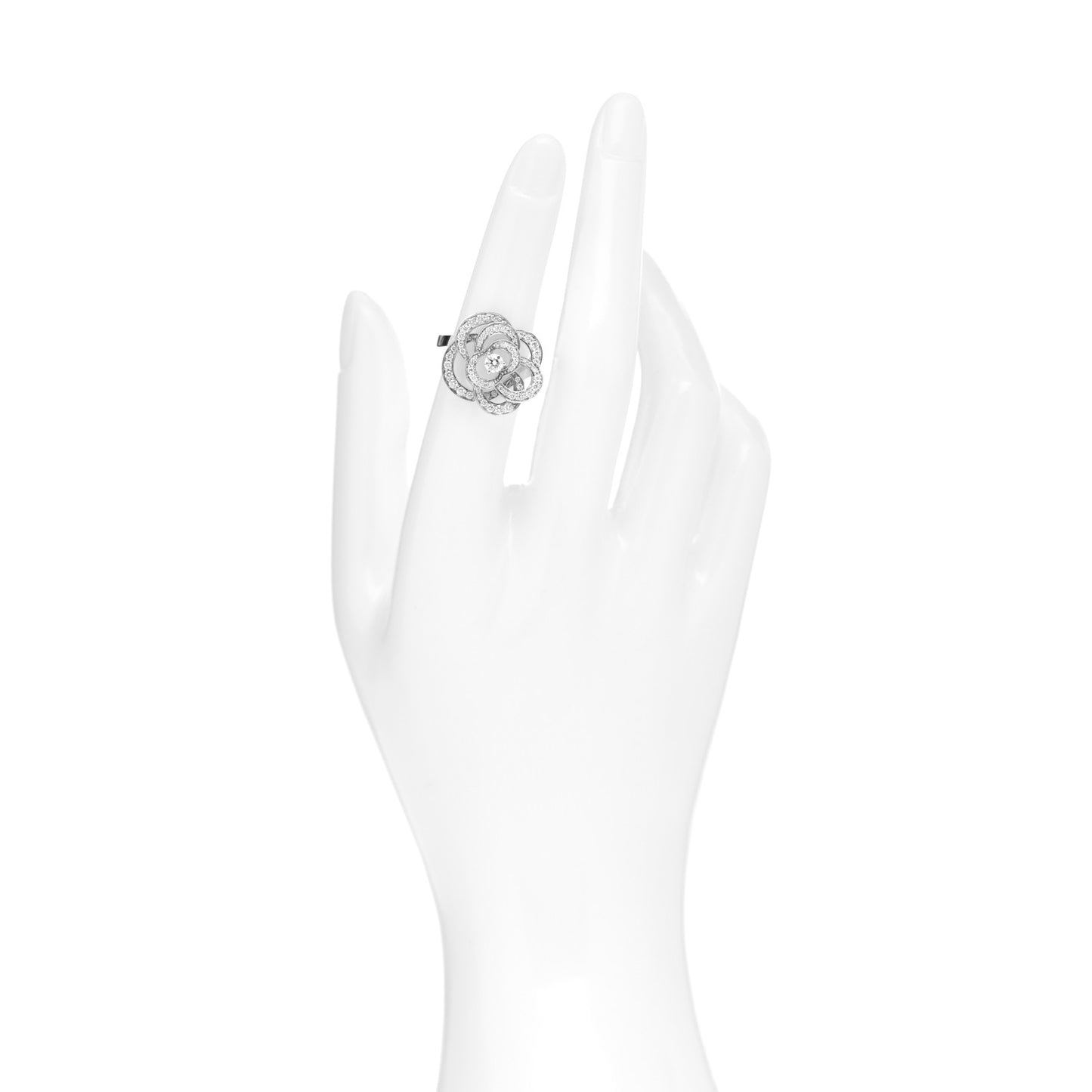 18K White Gold Diamond Fil de Camelia Ring 50 5.25