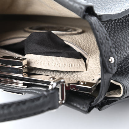 Fendi Cuoio Romano Selleria Bi-Color Mini Peekaboo Iconic Satchel Asfalto Latte 9 of 10