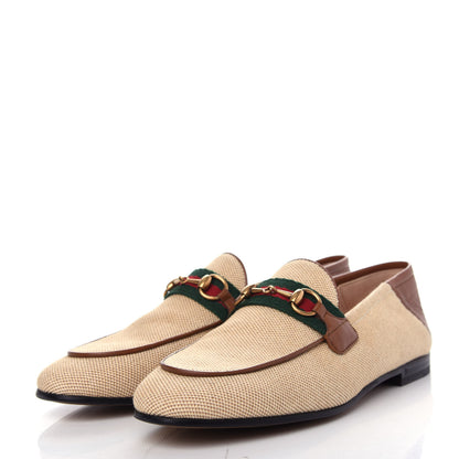 Gucci Canvas Malaga Kid Web Womens Horsebit Brixton Loafers 37.5 Sand Light Cuir 3 of 11