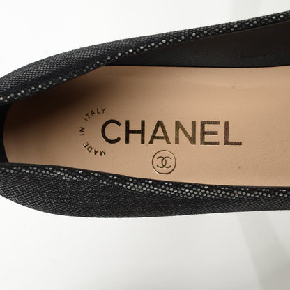 Chanel Iridescent Fabric Patent CC Patent Cap Toe Pumps 37.5 Black 7 of 8