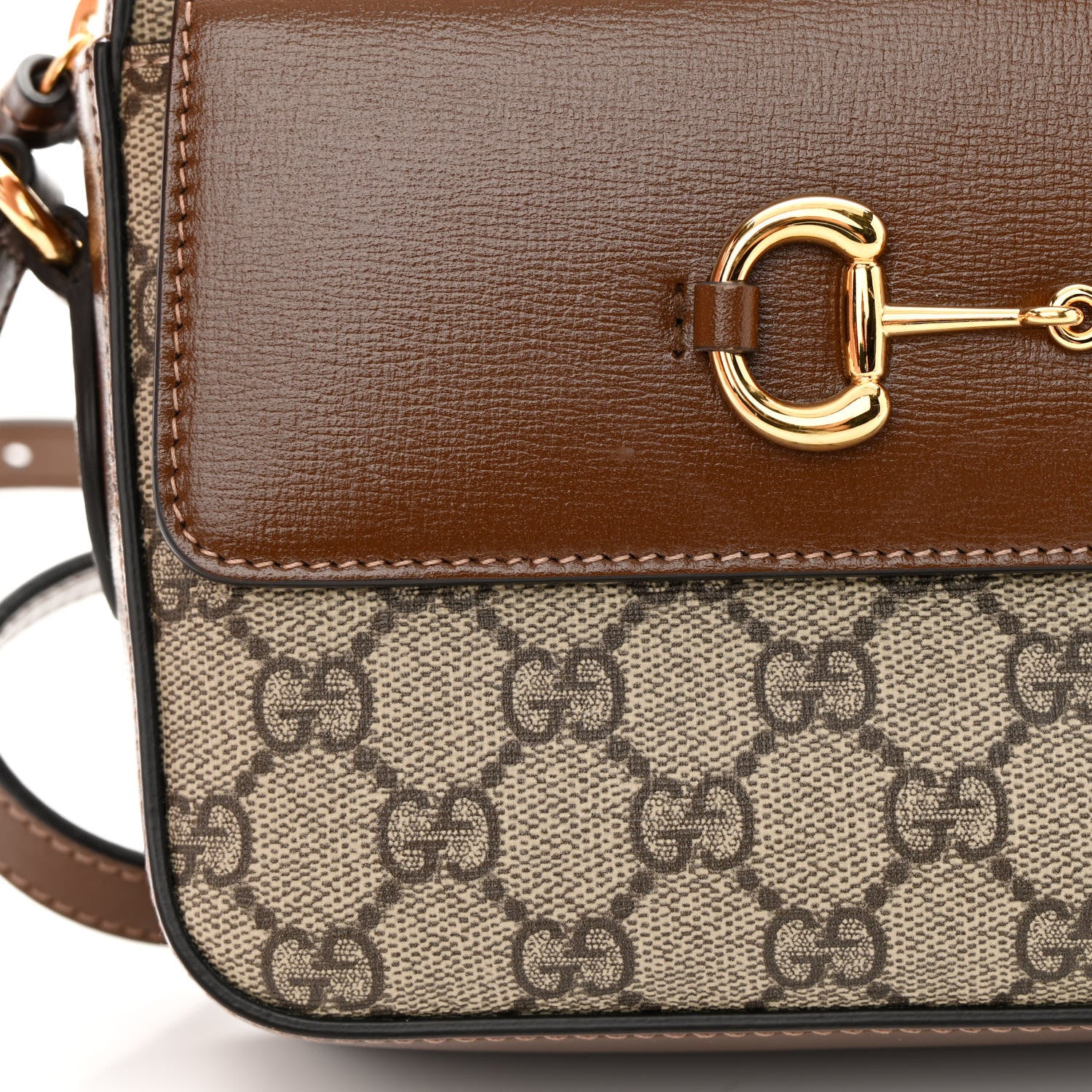 Gucci GG Supreme Monogram Small Horsebit 1955 Shoulder Bag Beige Brown Sugar 11 of 12