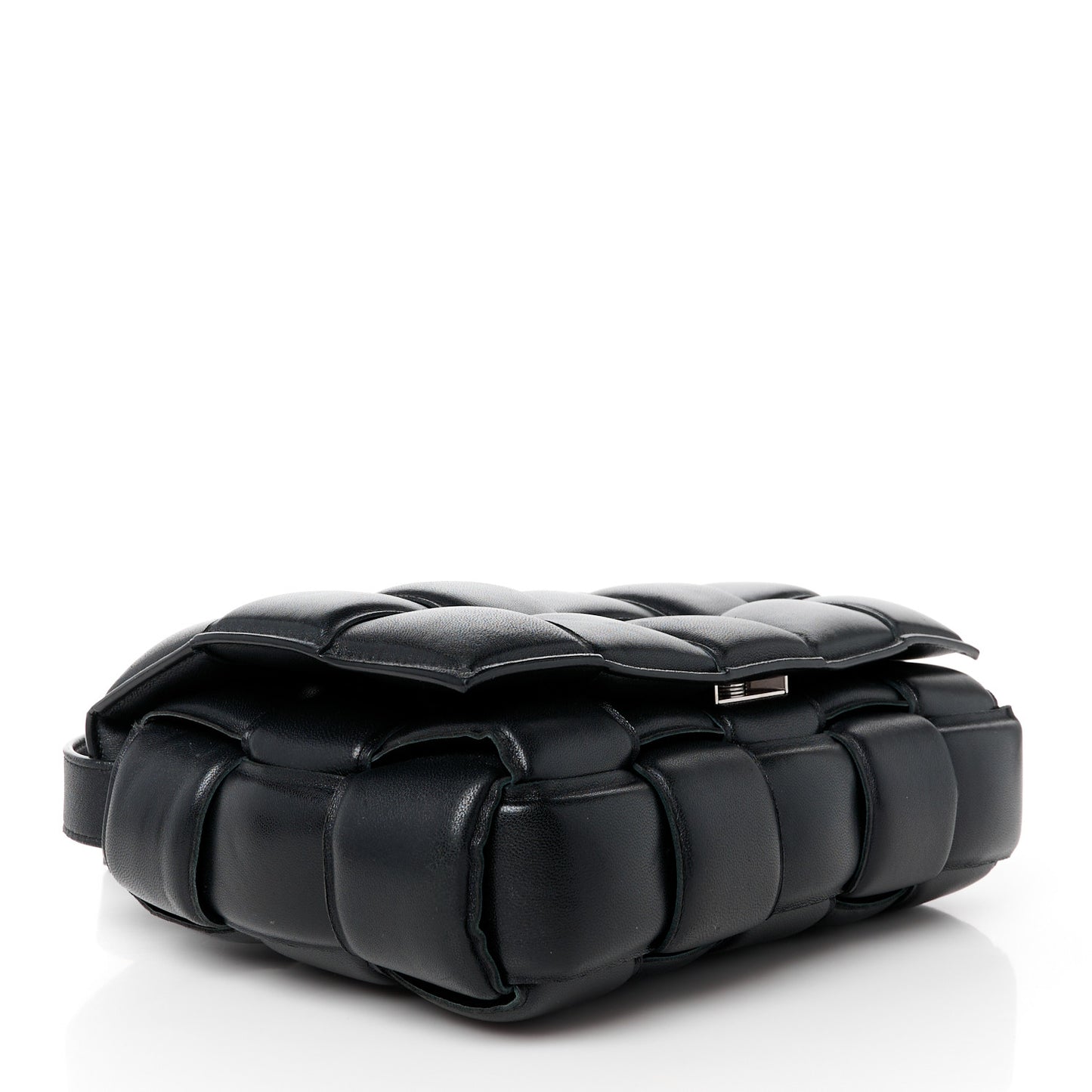 Nappa Maxi Intreccio Padded Cassette Crossbody Bag Black