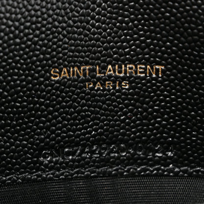 Saint Laurent Grain De Poudre Matelasse Chevron Monogram Envelope Chain Wallet Black 6 of 10