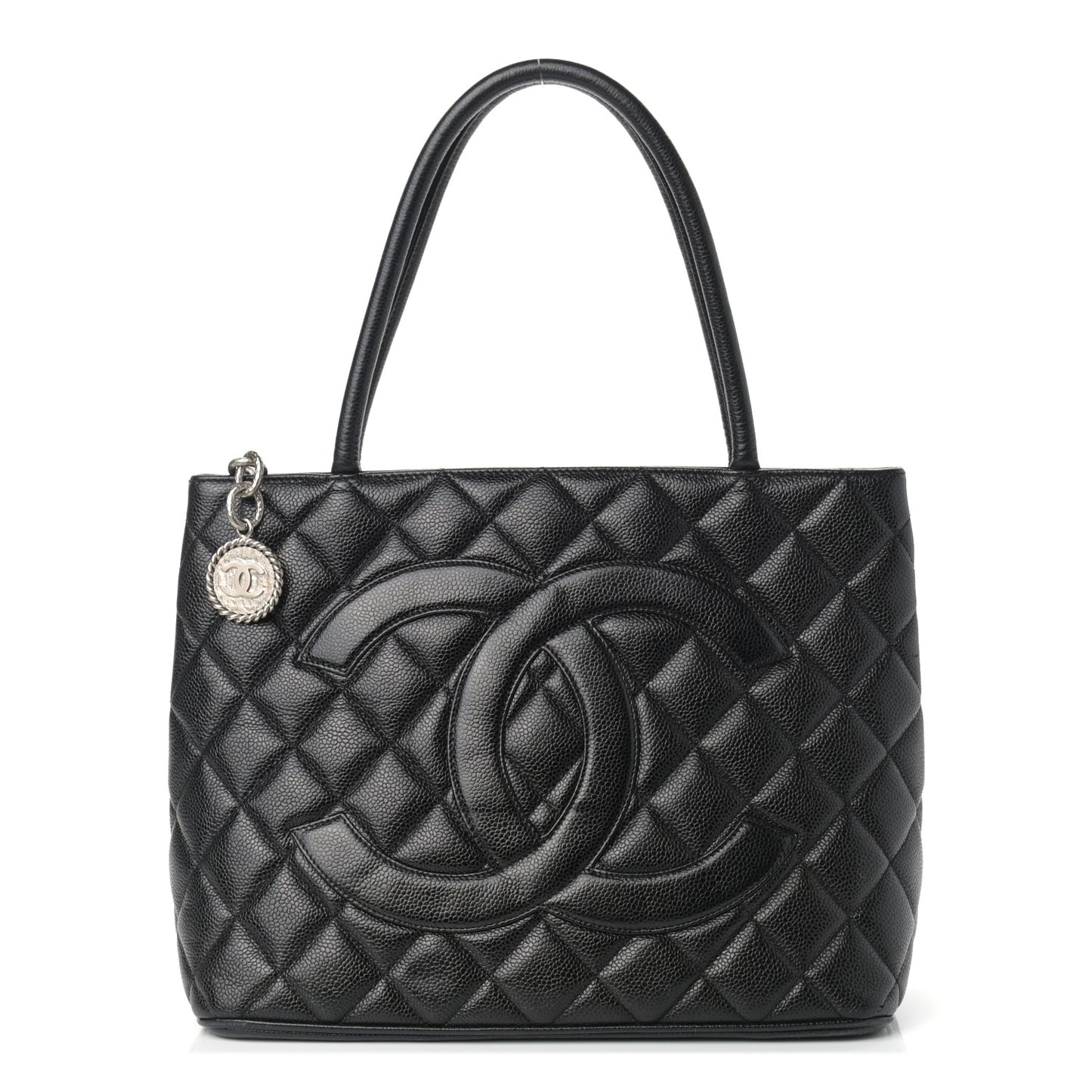 Caviar Quilted Medallion Tote Black