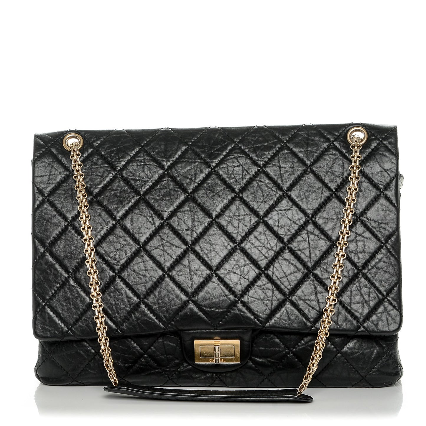 Aged Calfskin Quilted 2.55 Reissue 228 Flap Black