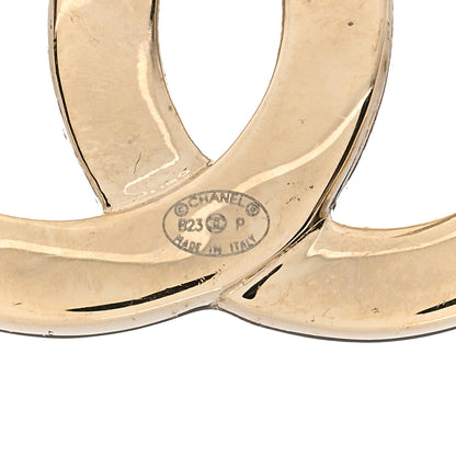 Chanel Textured Metal Crystal CC Earrings Gold 4 of 4