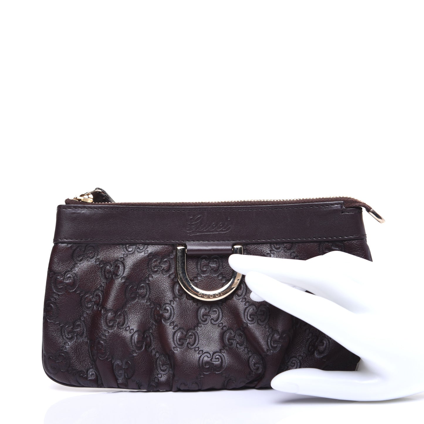 Guccissima D Gold Wristlet Chocolate