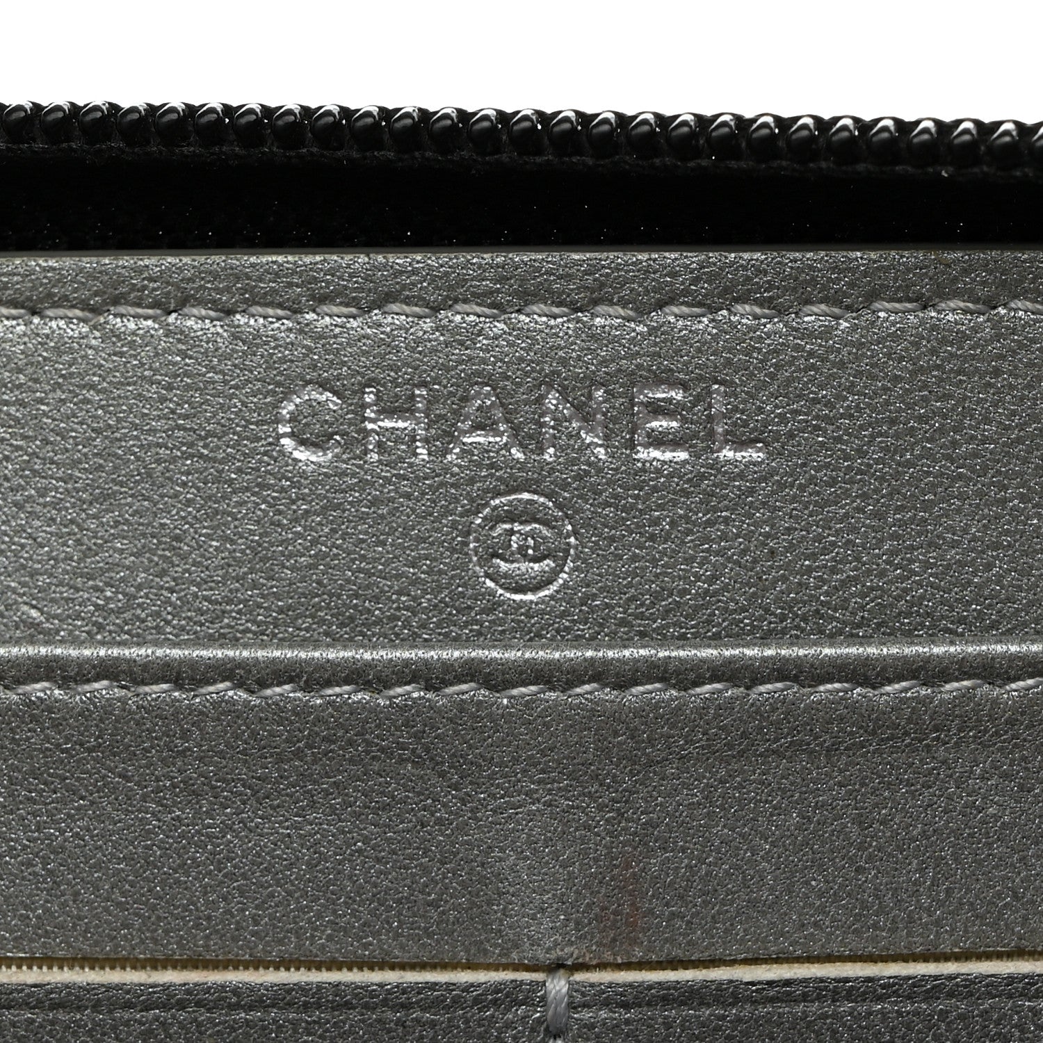 Chanel Lambskin Camellia Embossed Zip Around Gusset Wallet Black 6 of 9