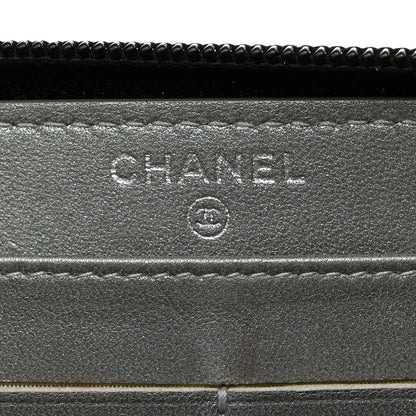 Chanel Lambskin Camellia Embossed Zip Around Gusset Wallet Black 6 of 9