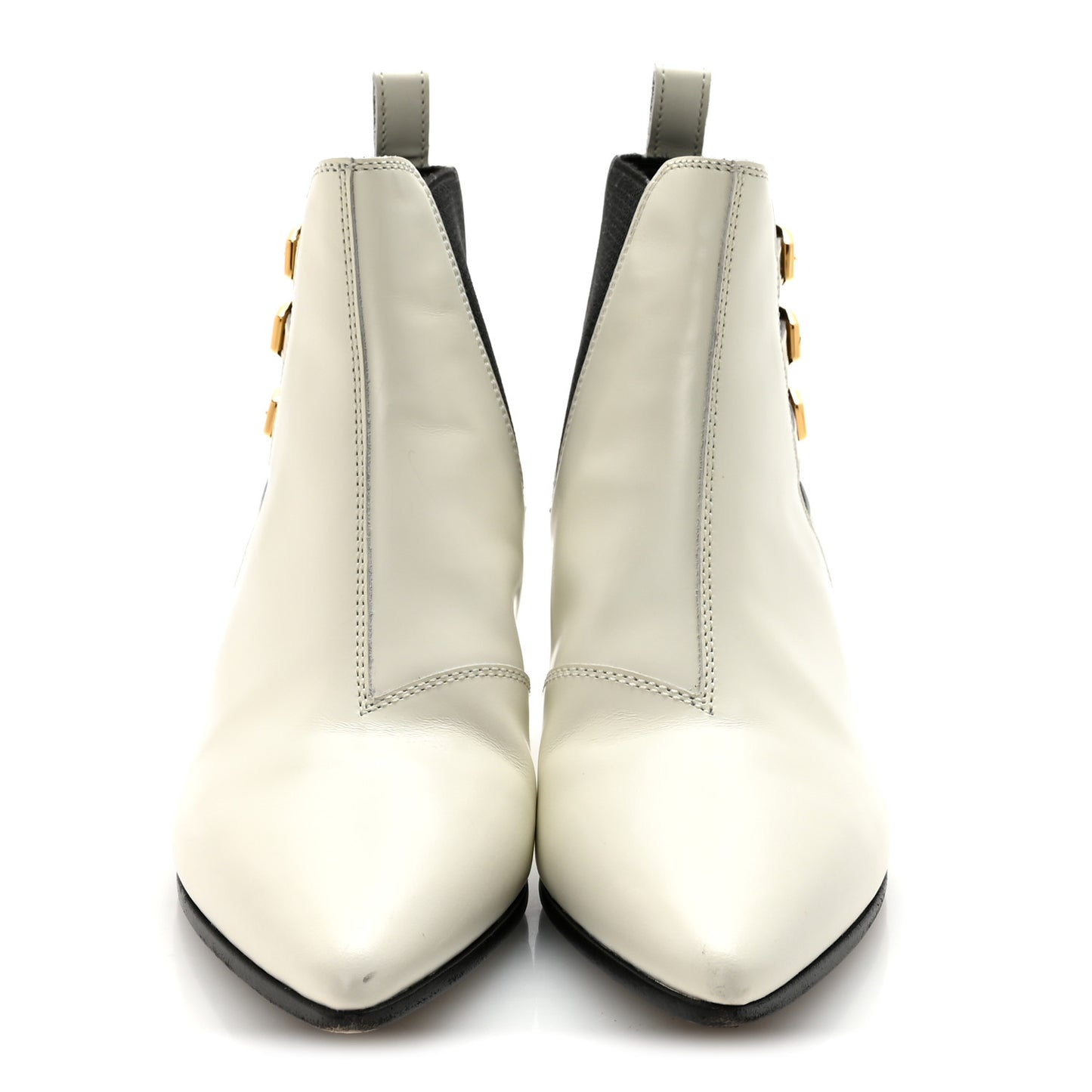 Cordovan Lux Ankle Booties 37.5 Dusty White Black