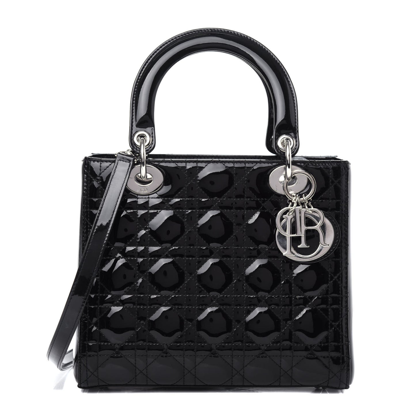 Patent Cannage Medium Lady Dior Black