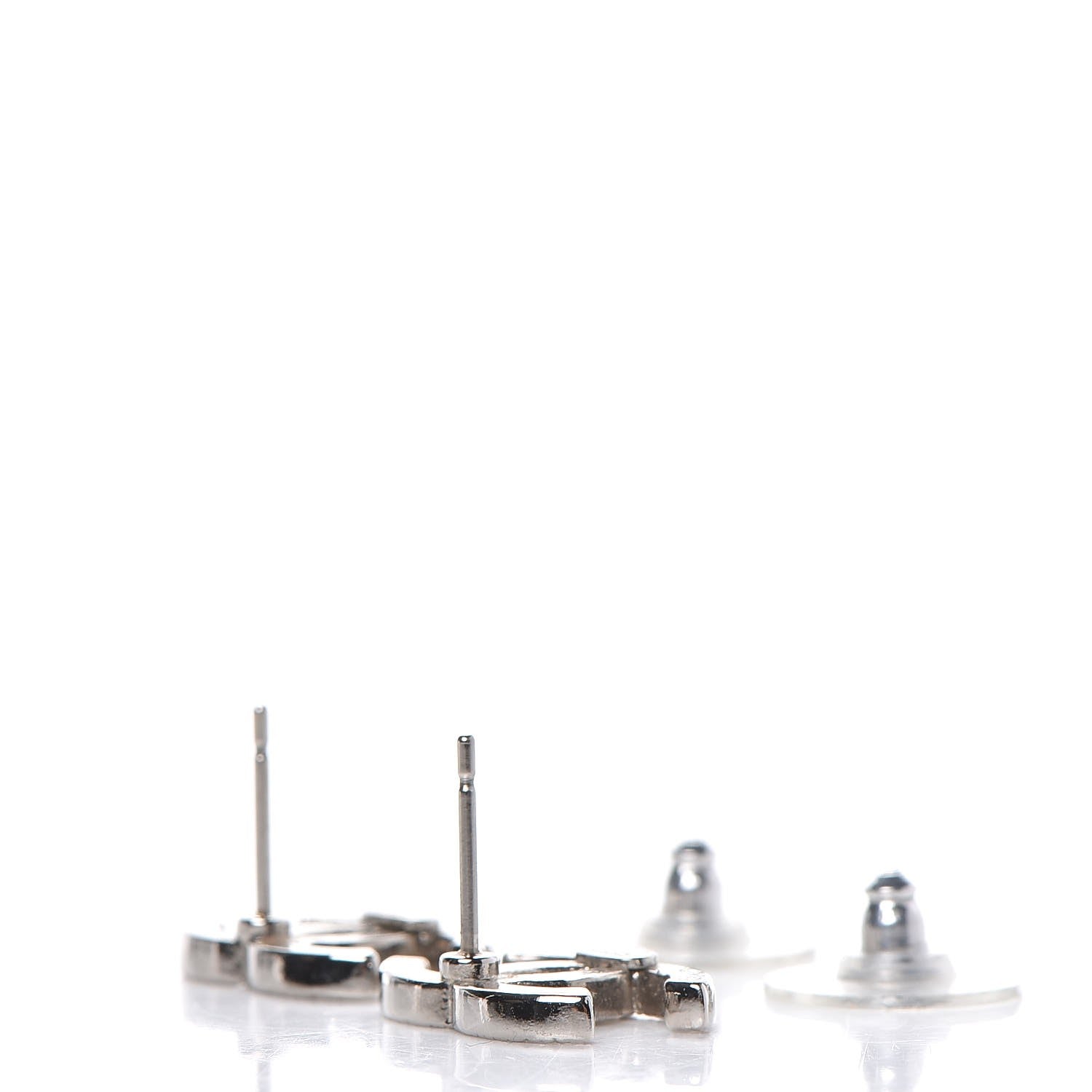 Chanel Crystal CC Earrings Silver 3 of 5