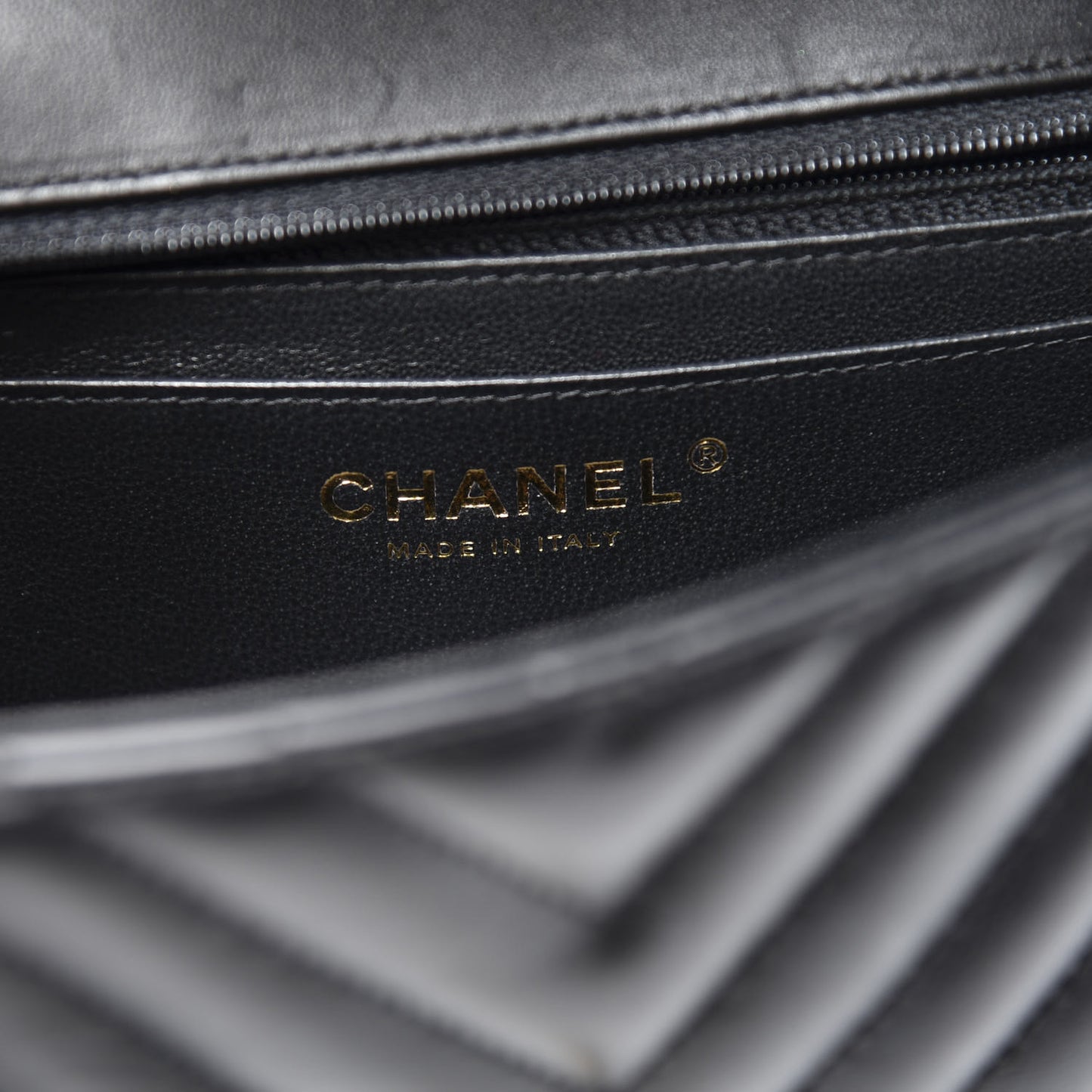 Lambskin Chevron Quilted Mini Rectangular Flap Black