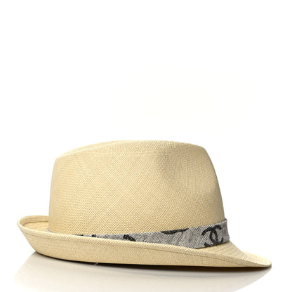 Chanel Straw CC Fedora Hat M Beige 4 of 7