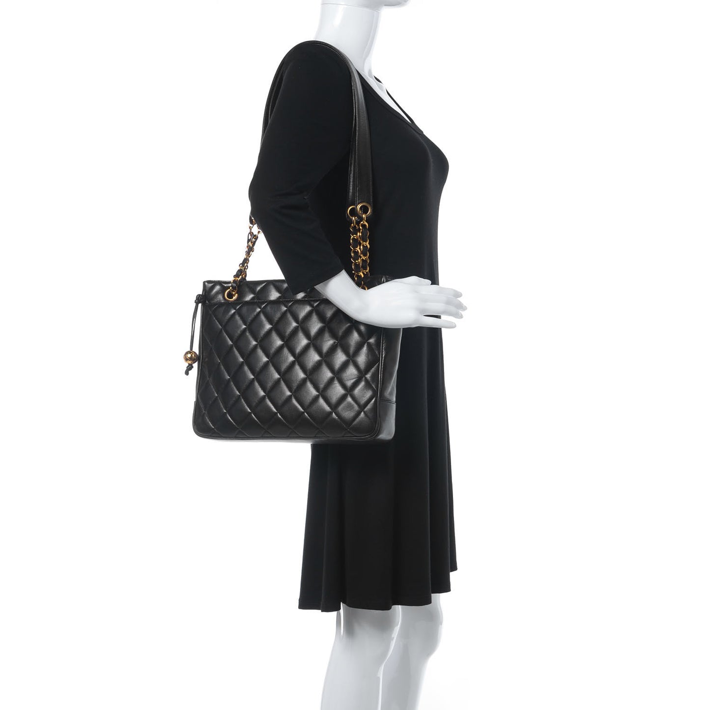 Lambskin Quilted Shoulder Bag Black