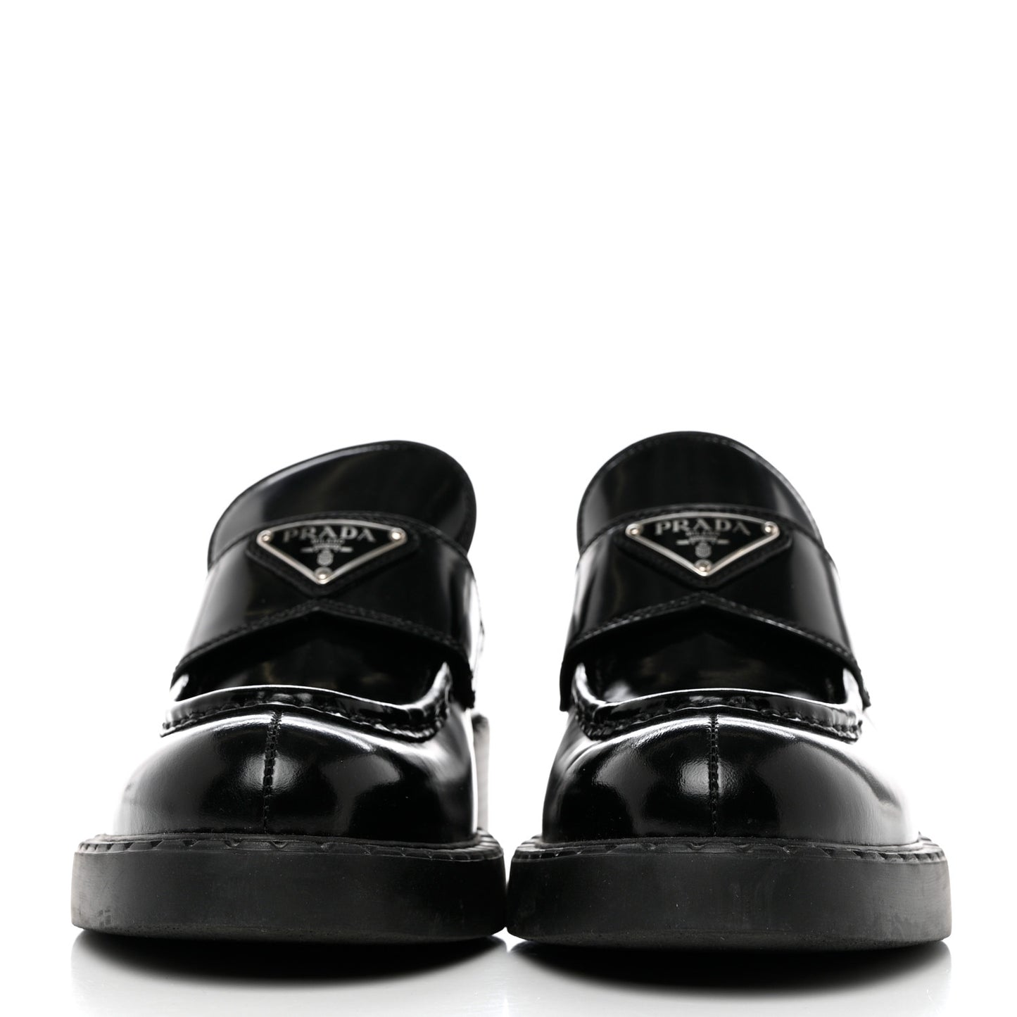 Spazzolato Metal Triangle Logo 50mm Loafers 37.5 Black