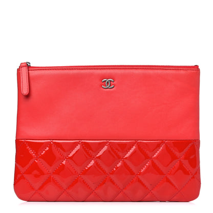 Chanel Calfskin Patent Quilted Medium Cosmetic Case Red 1 of 12