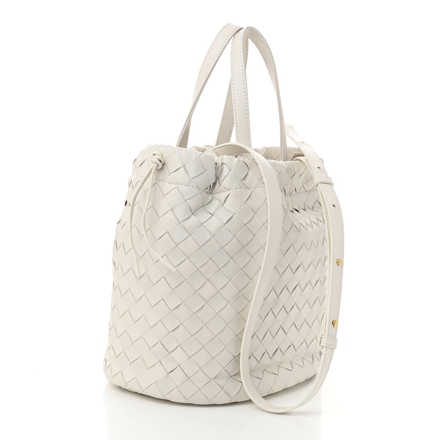 Bottega Veneta Calfskin Intrecciato Small Castello Bucket Bag White 3 of 9