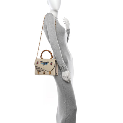 Gucci Calfskin Snakeskin Studded Small Ottilia Top Handle Bag White 3 of 11