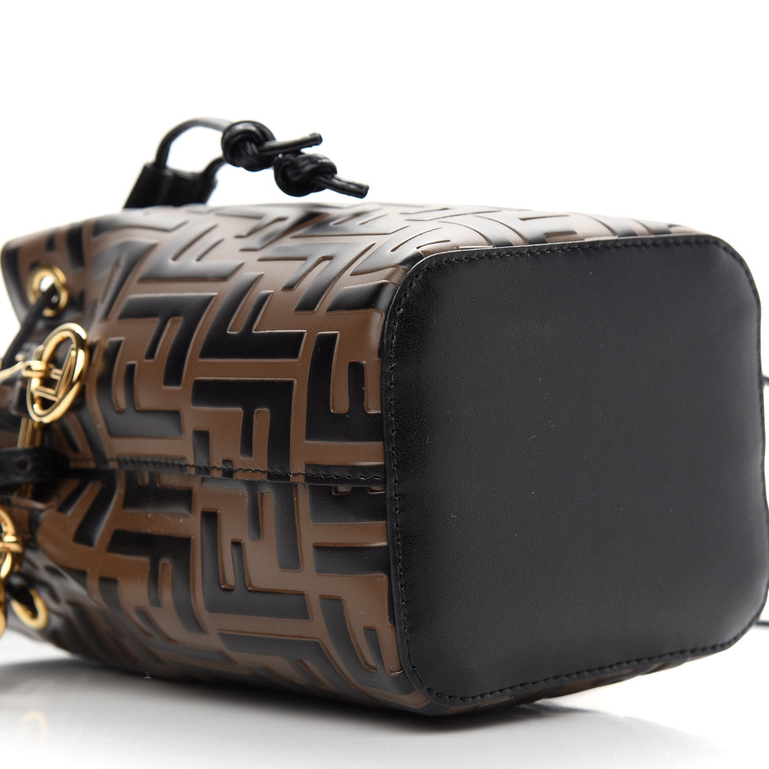 Fendi Vitello Liberty F is Fendi Bi-Color FF 1974 Embossed Mini Mon Tresor Bucket Bag Maya Black 7 of 8