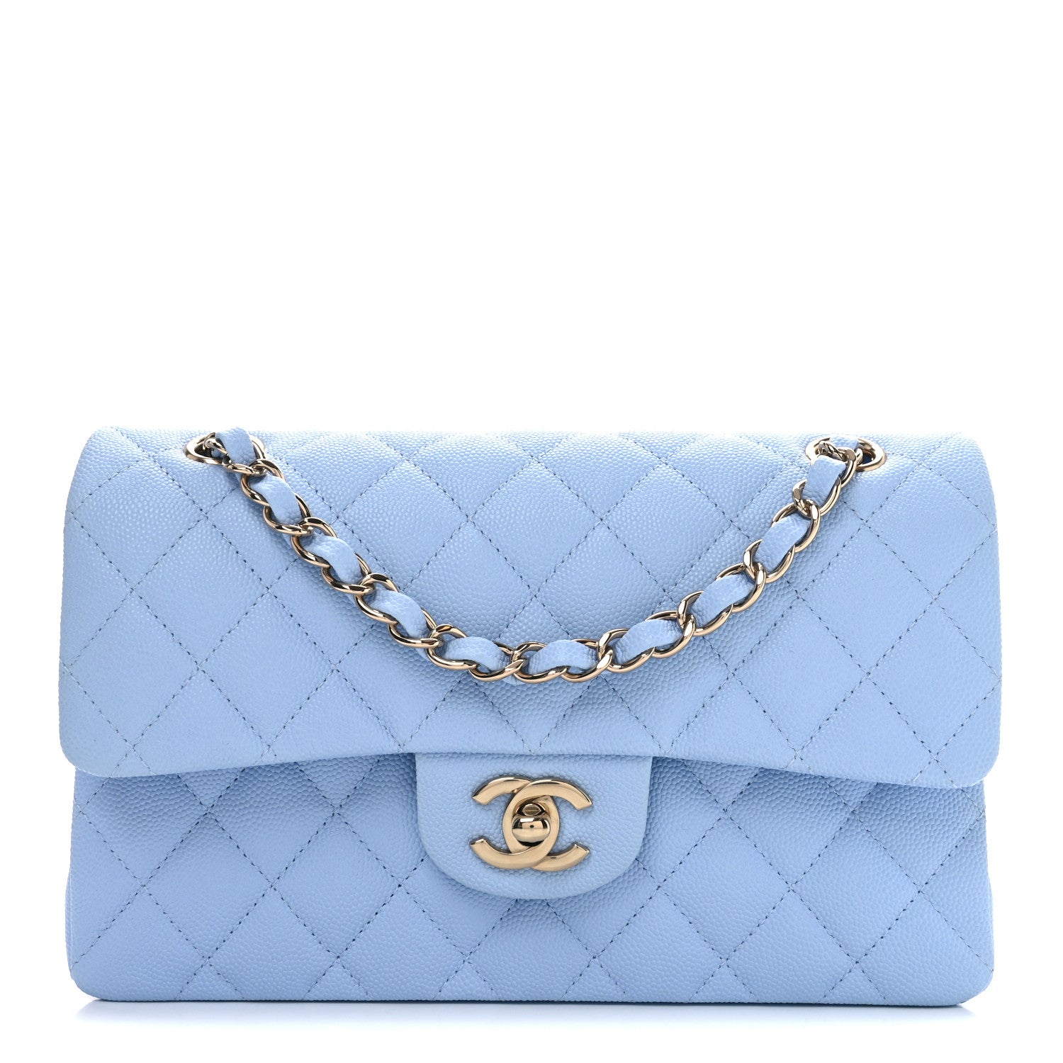 Chanel Caviar Quilted Small Double Flap Light Blue 1 of 11