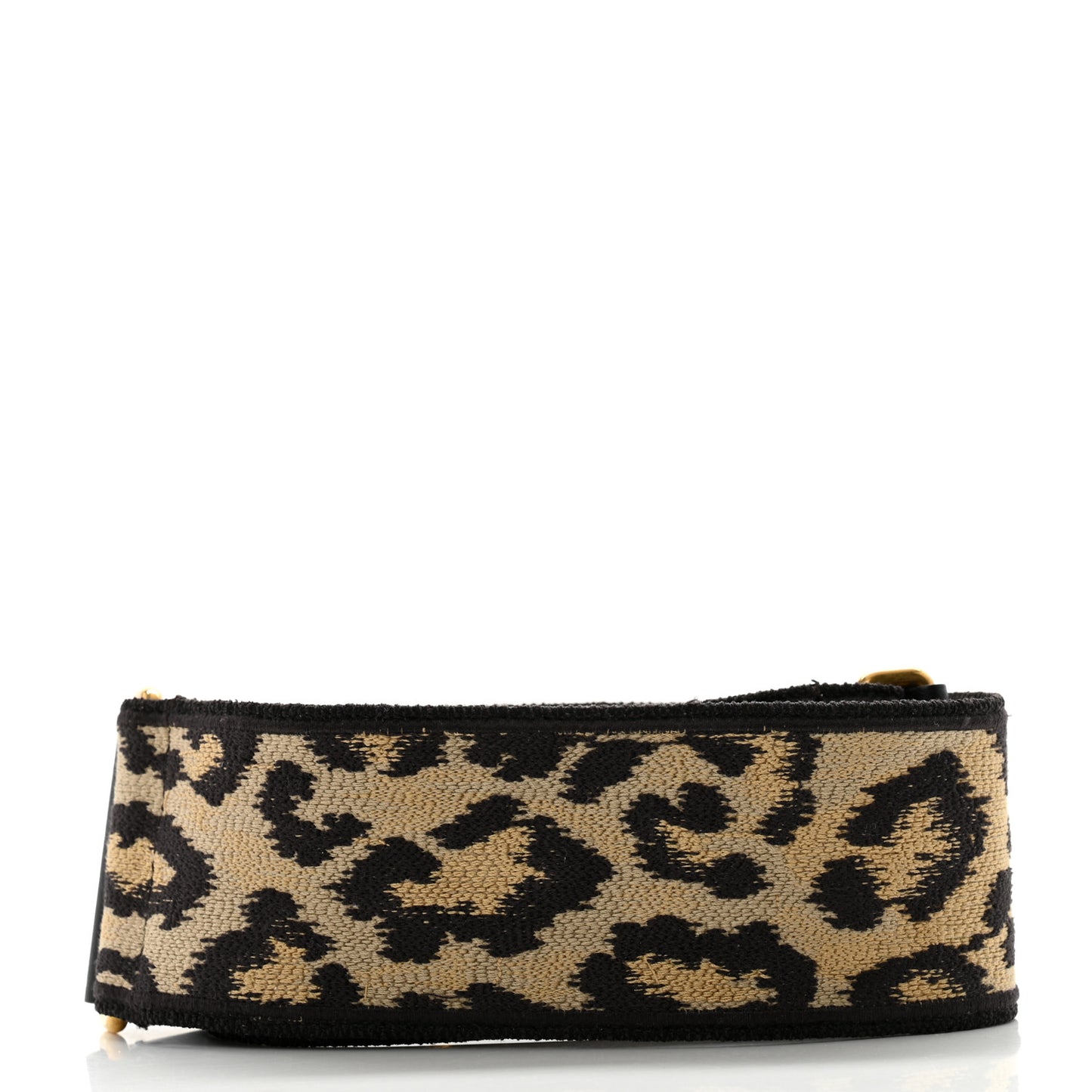 Canvas Mizza Embroidered Leopard Shoulder Strap Beige Black