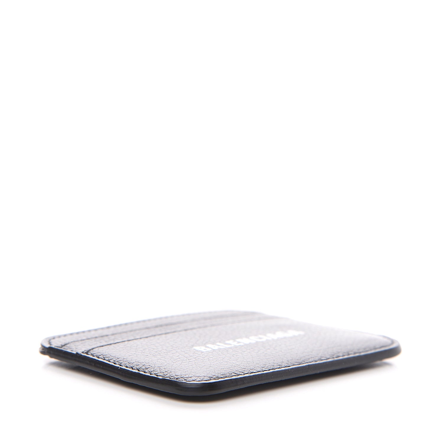 Grained Calfskin Logo Cash Rounded Card Holder Black White