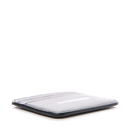 Balenciaga Grained Calfskin Logo Cash Rounded Card Holder Black White 3 of 5
