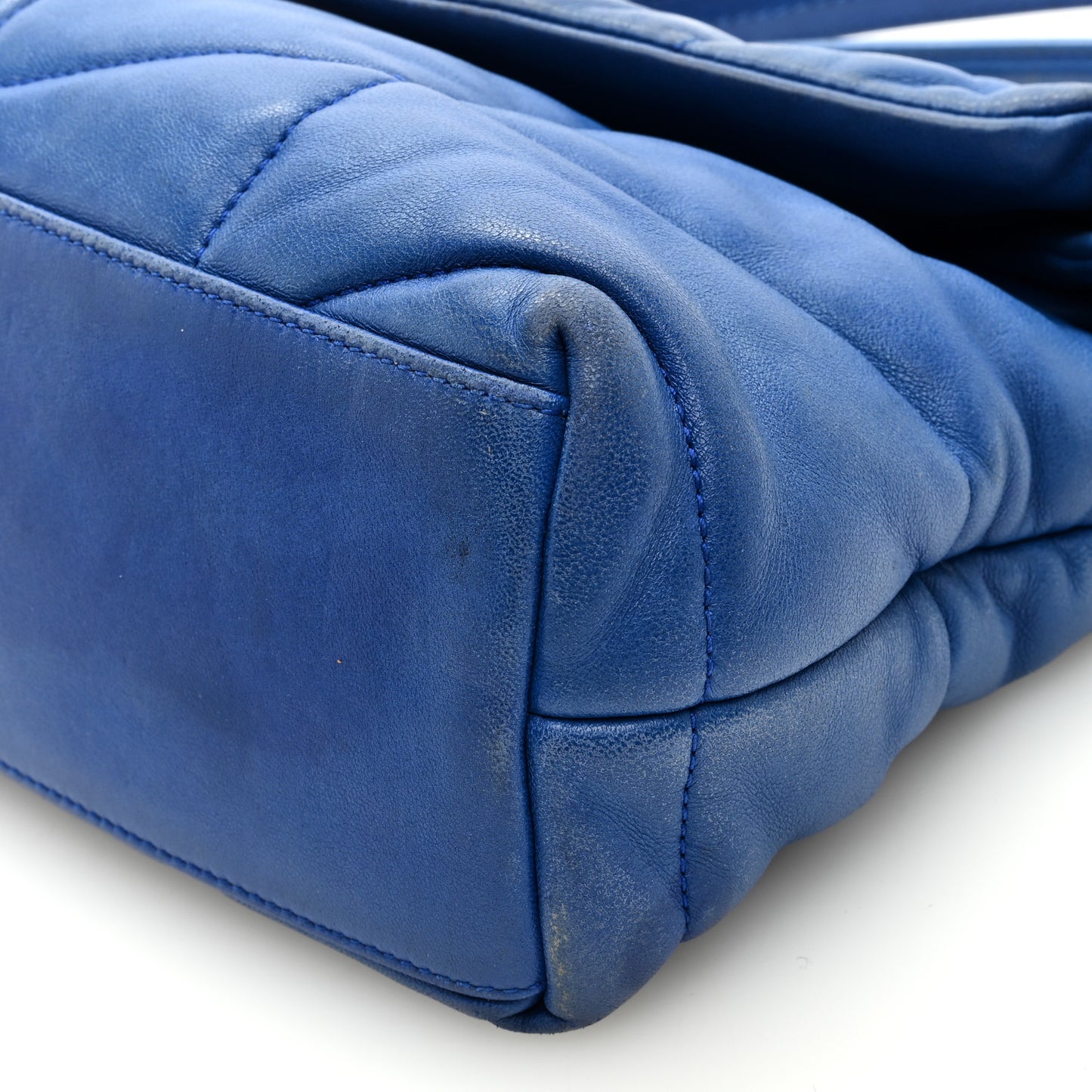 Lambskin Quilted Small Loulou Puffer Monogram Chain Satchel Majorele Blue