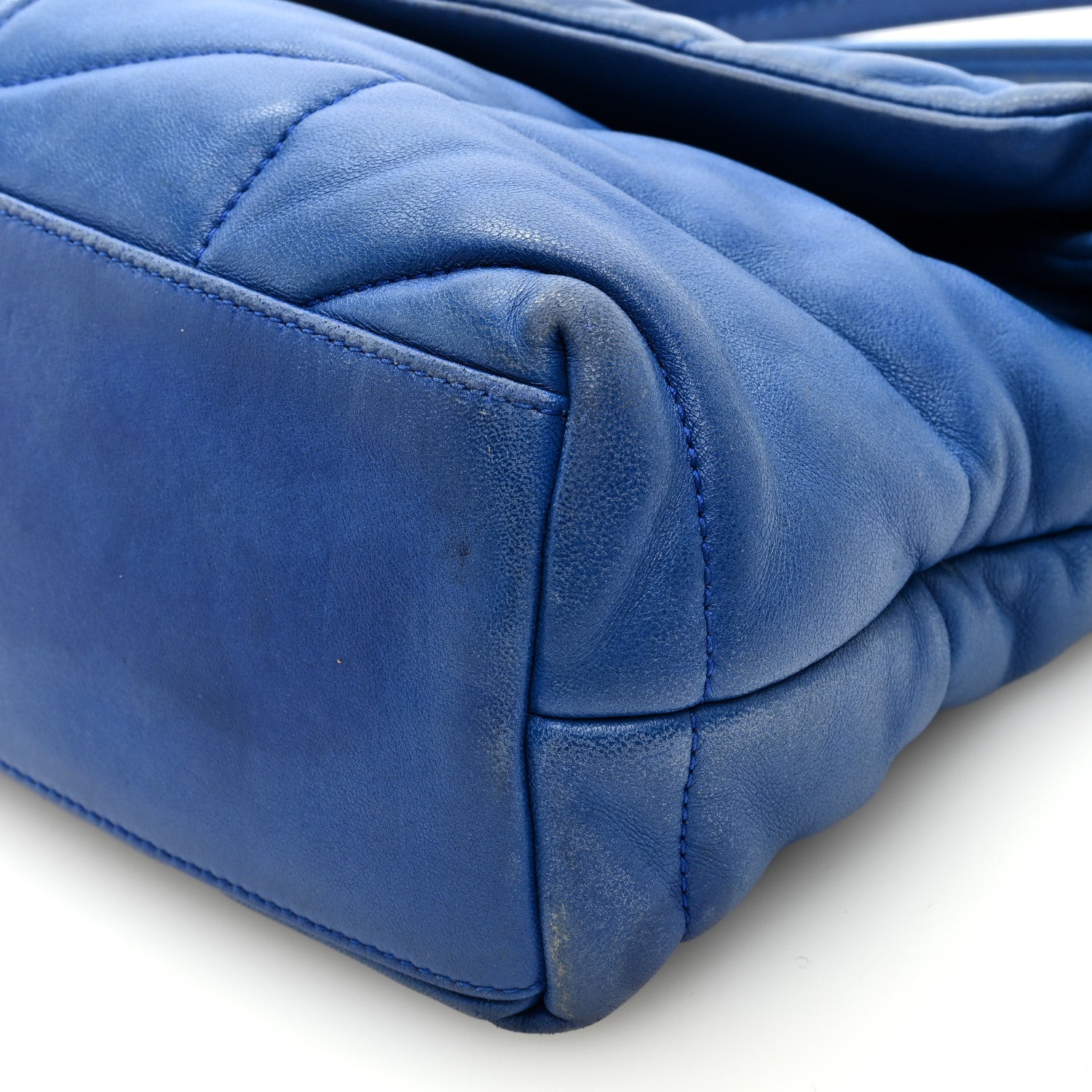 Saint Laurent Lambskin Quilted Small Loulou Puffer Monogram Chain Satchel Majorele Blue 8 of 11