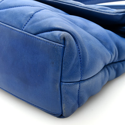 Saint Laurent Lambskin Quilted Small Loulou Puffer Monogram Chain Satchel Majorele Blue 8 of 11