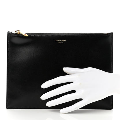 Saint Laurent Calfskin Medium Zip Clutch Black 2 of 7
