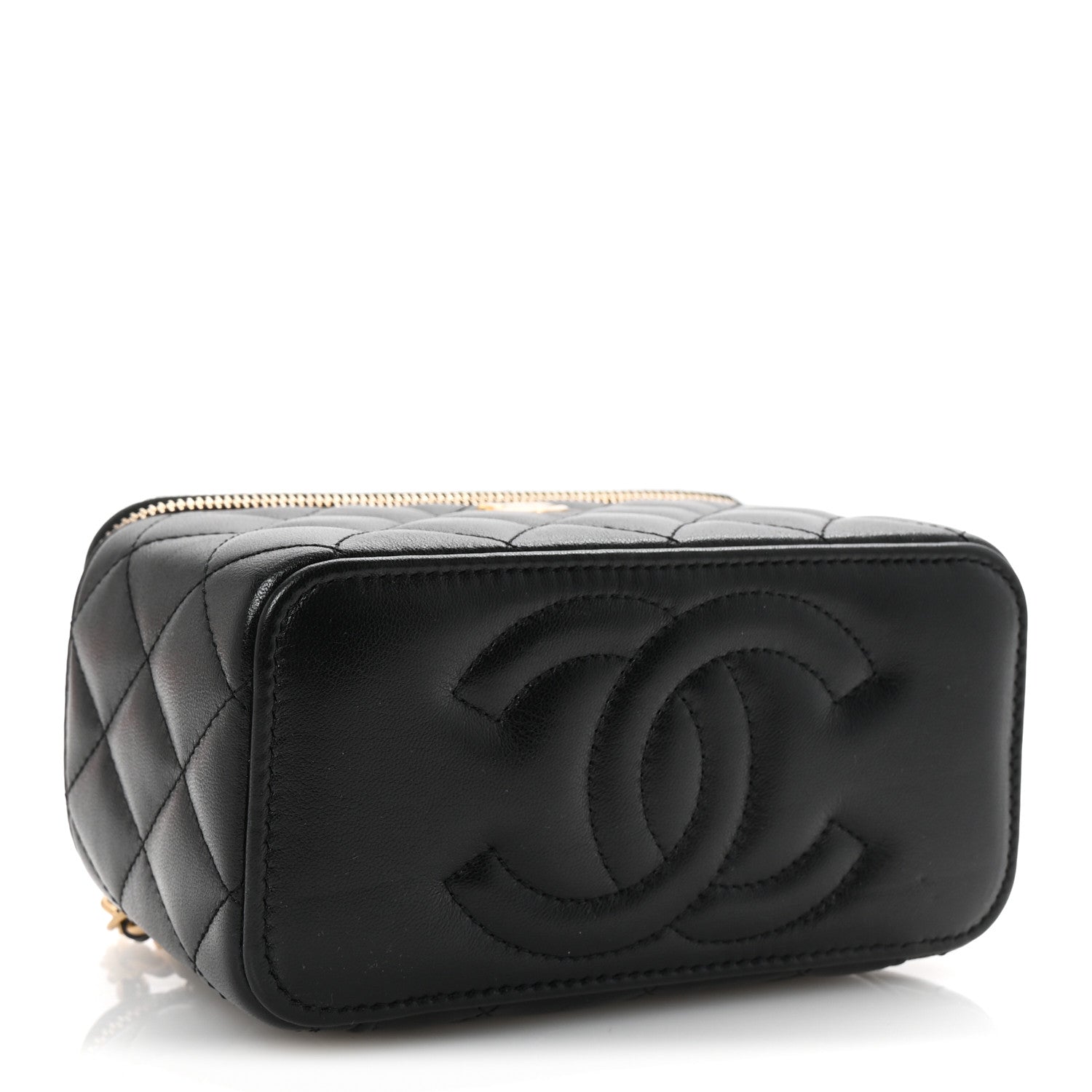 Chanel Lambskin Quilted Pearl Crush Small Vanity Case With Chain Black 4 of 10