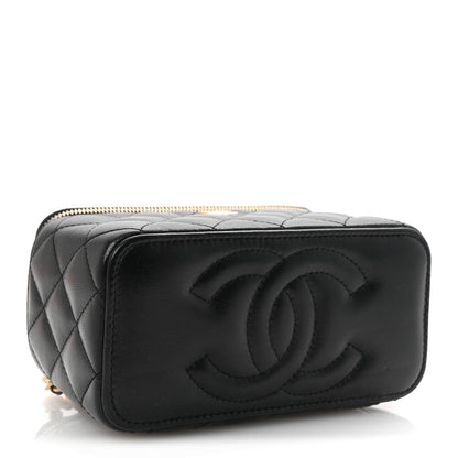 Chanel Lambskin Quilted Pearl Crush Small Vanity Case With Chain Black 4 of 10