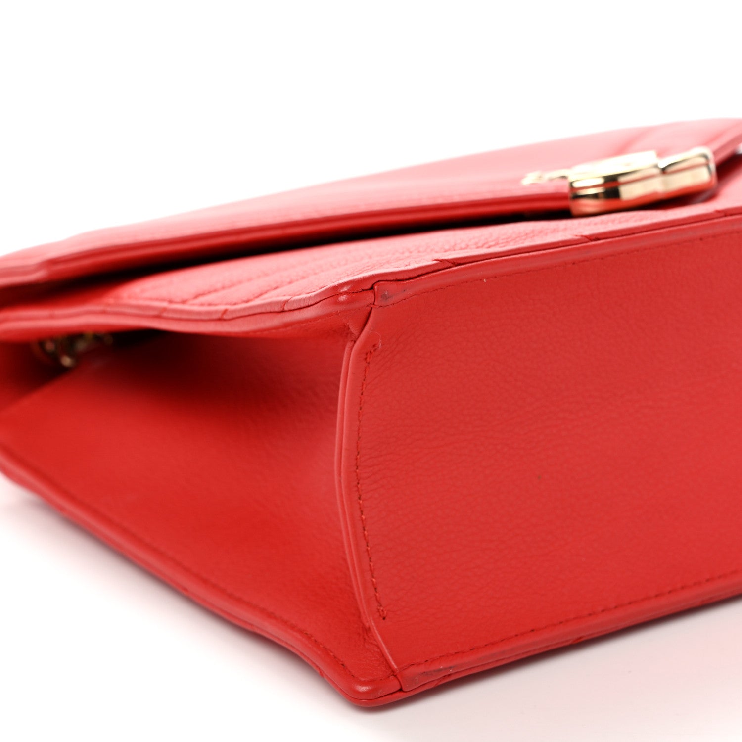 Chanel Calfskin Quilted Chevron Small Single Flap Red 9 of 10