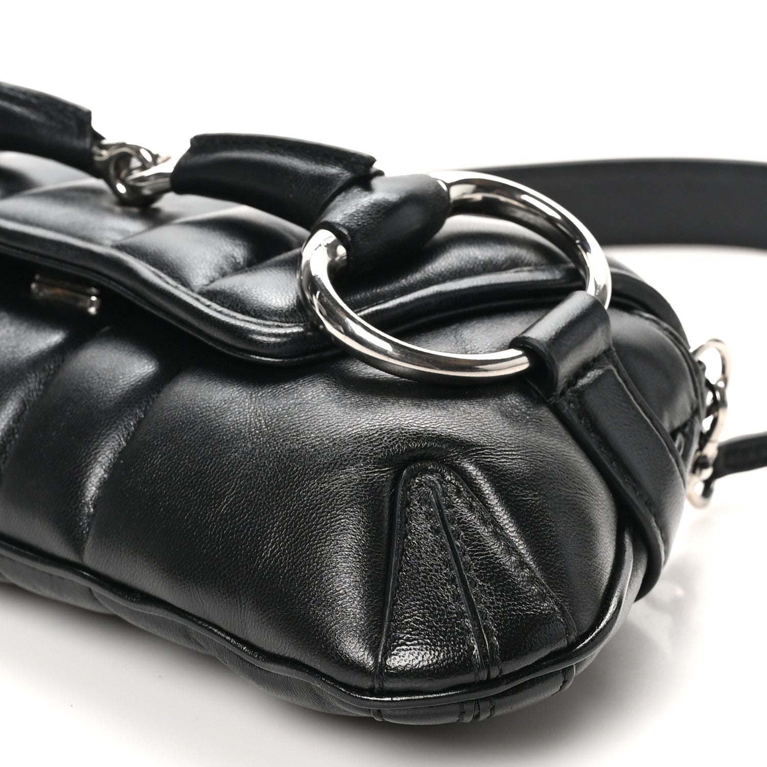 Gucci Nappa Vertical Matelasse Small Maxi Horsebit Chain Shoulder Bag Black 10 of 10
