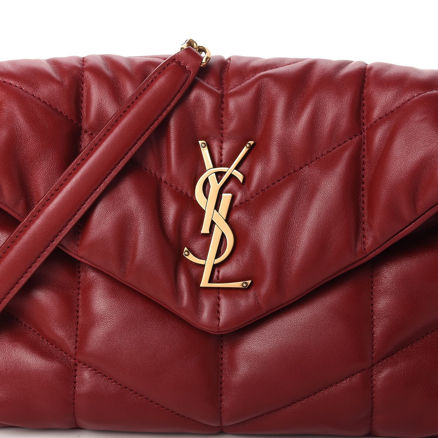 Saint Laurent Lambskin Quilted Small Loulou Puffer Monogram Chain Satchel Opyum Red 10 of 10