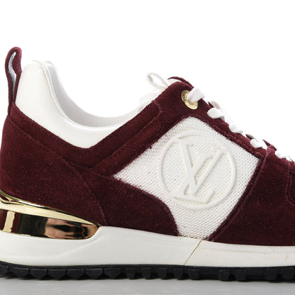 Louis Vuitton Suede Calfskin Run Away Sneakers 35 Burgundy White 11 of 11