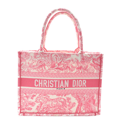 Christian Dior Canvas Embroidered Medium Dioriviera Toile De Jouy Book Tote Peony Pink 1 of 12