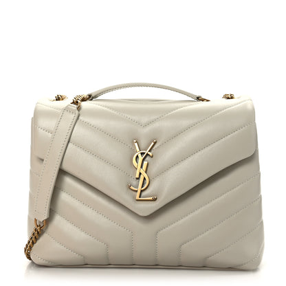 Saint Laurent Calfskin Y Quilted Monogram Small Loulou Chain Satchel Blanc Vintage 1 of 9