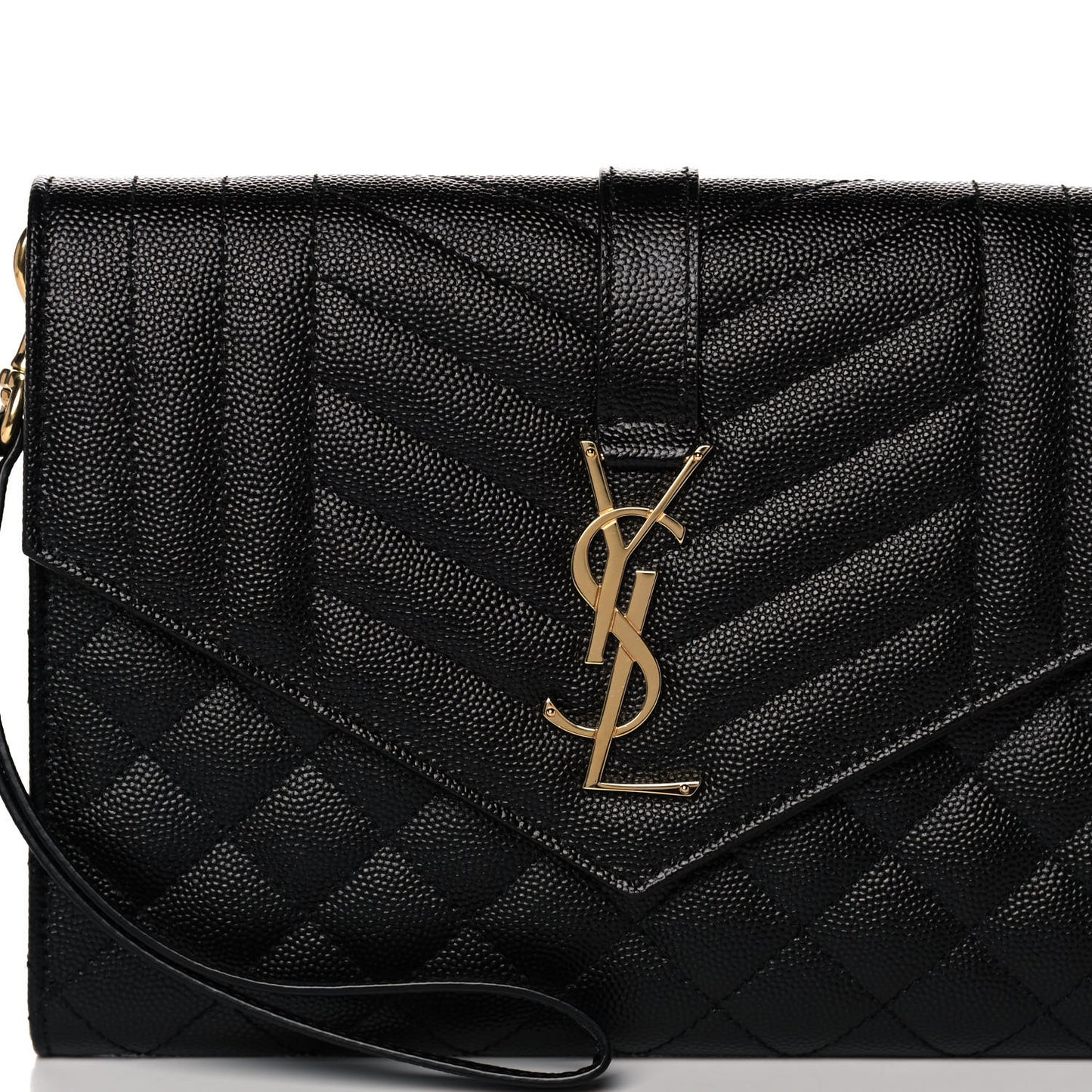 Grain De Poudre Textured Mixed Matelasse Triquilt Monogram Clutch Black