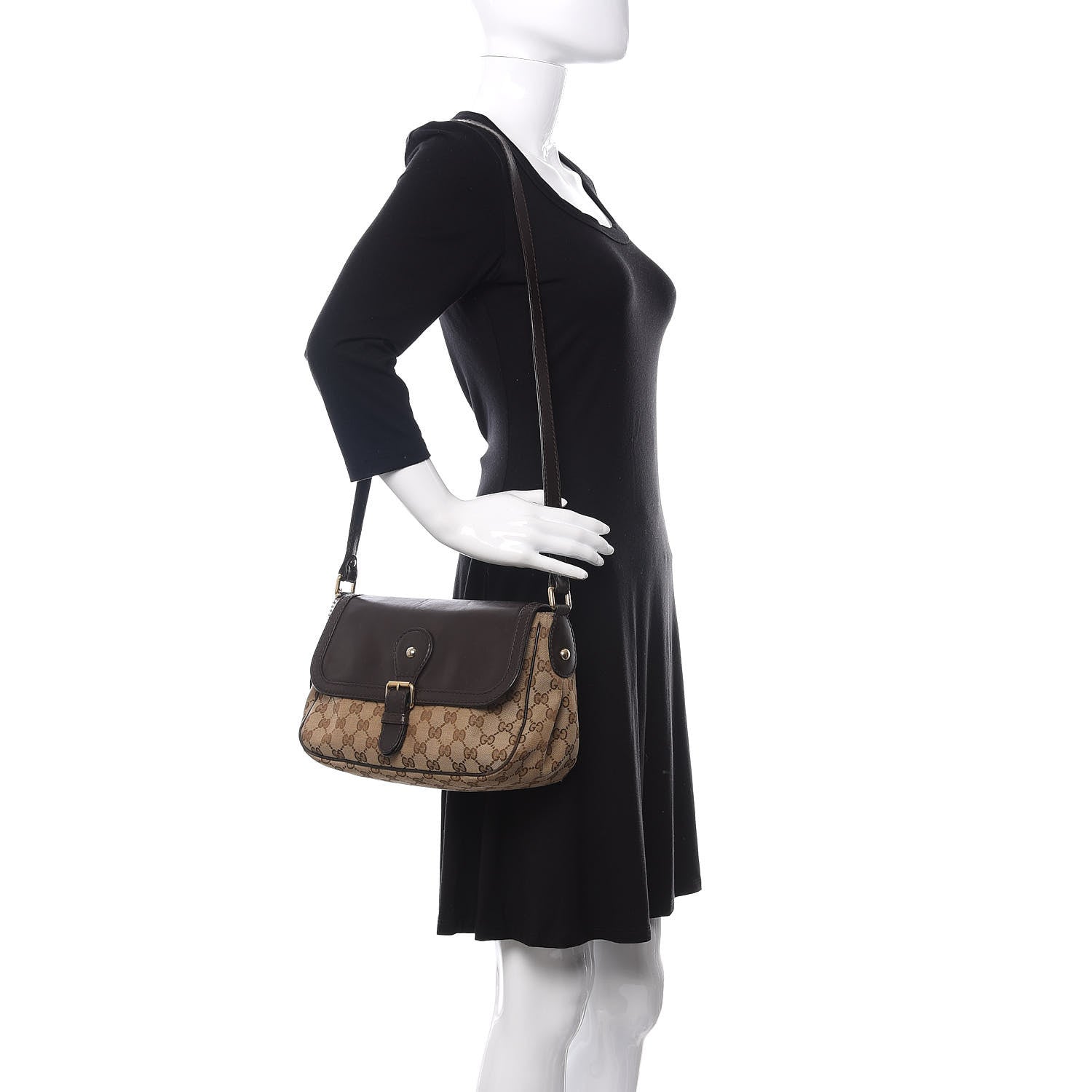 Gucci Monogram Techno Horsebit Large Shoulder Flap Bag Brown 2 of 11