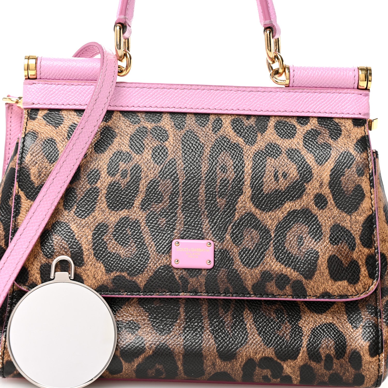Dolce & Gabbana Dauphine Leopard Print Small Miss Sicily Satchel Pink 8 of 10