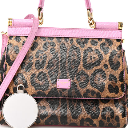 Dolce & Gabbana Dauphine Leopard Print Small Miss Sicily Satchel Pink 8 of 10