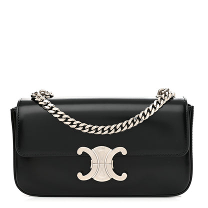 Celine Shiny Calfskin Triomphe Chain Shoulder Bag Black 1 of 10
