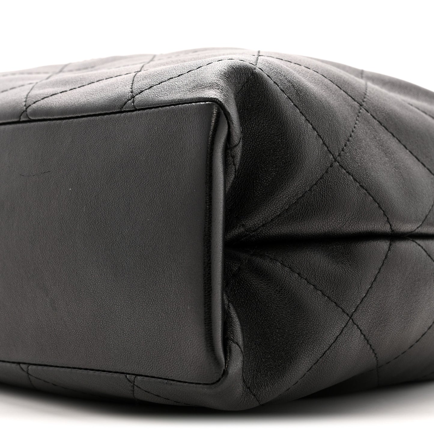 Shiny Lambskin Quilted Maxi Hobo Black
