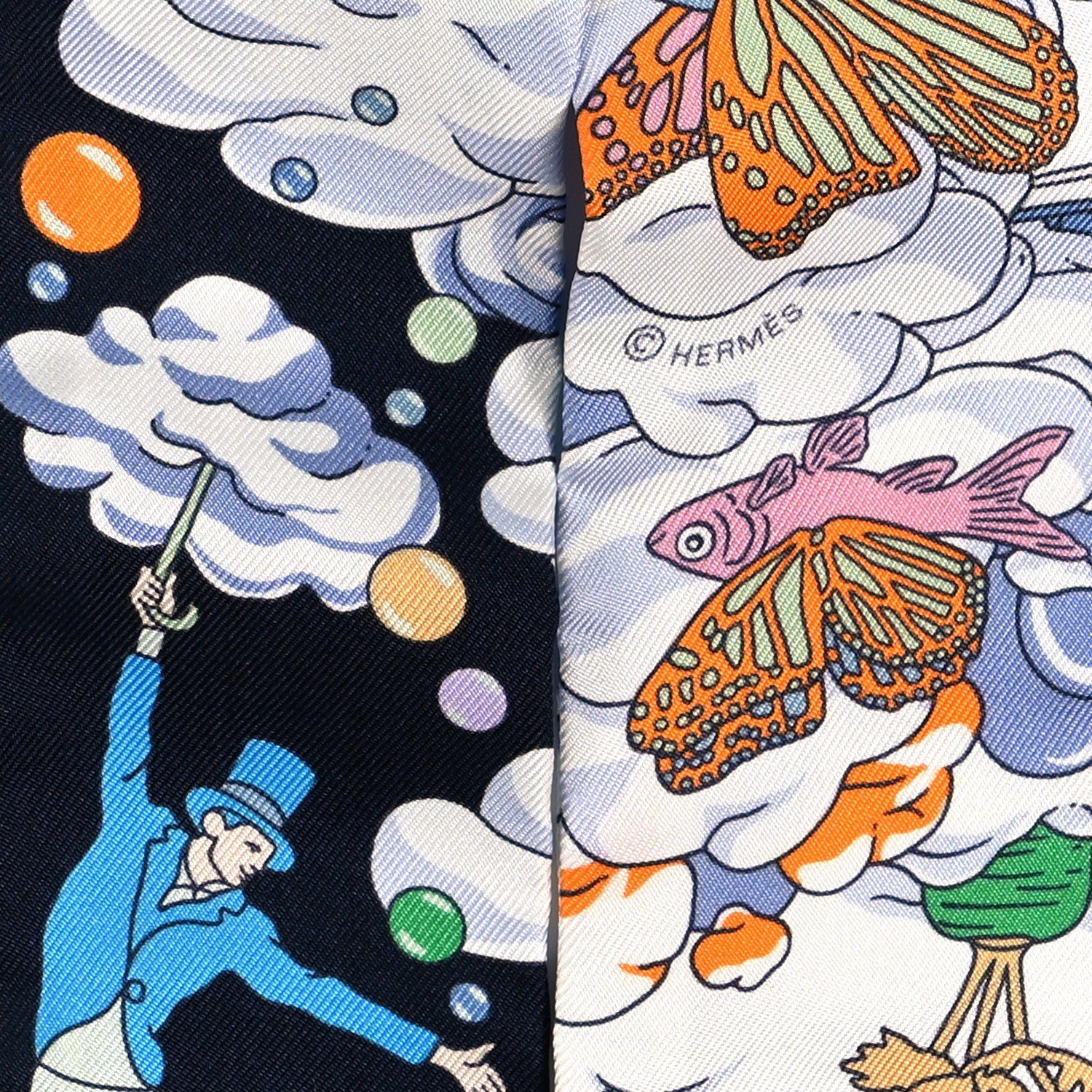 Hermes Silk Sur Mon Nuage Twilly Bleu Black Mauve 4 of 4