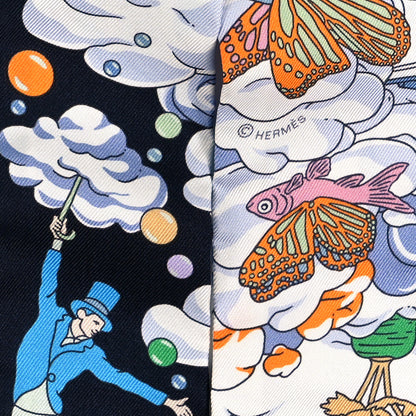 Hermes Silk Sur Mon Nuage Twilly Bleu Black Mauve 4 of 4