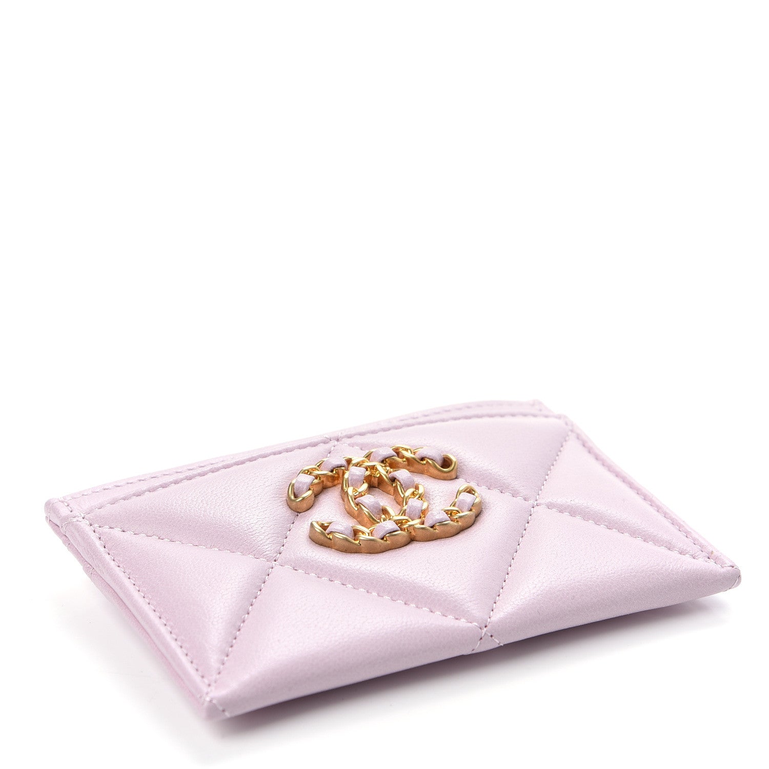 Chanel Lambskin Quilted Chanel 19 Card Holder Light Pink 4 of 9